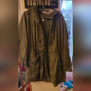 Olive Green Hooded Utility Jacket